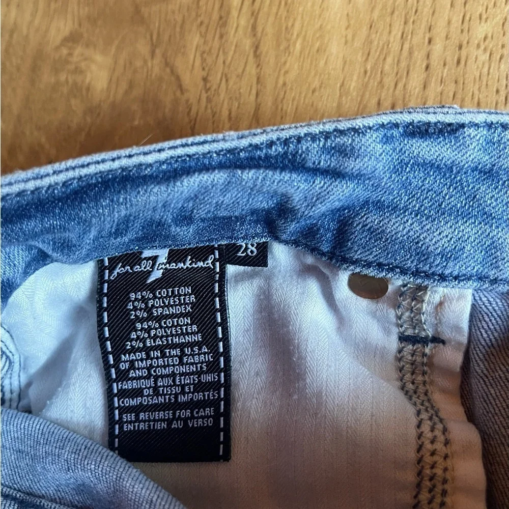 7 For All Man Kind Distressed Blue Denim Shorts - Picture 8 of 8
